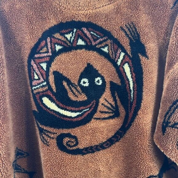 🔥 Vintage BEAR RIDGE Sherpa Fleece Full Zip Jacket Aztec Native American Print - Picture 9 of 10
